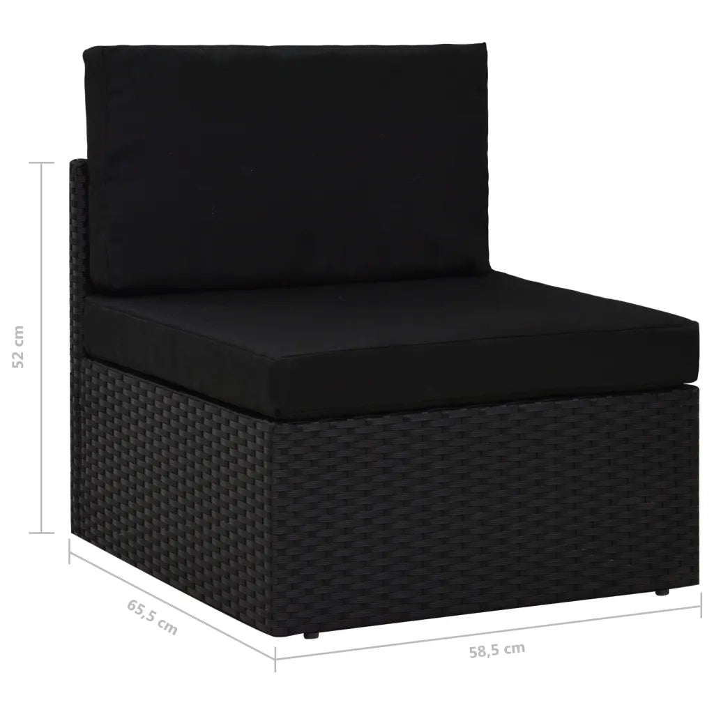 Set Divani da Giardino 9 pz con Cuscini in Polyrattan Nero 3067138