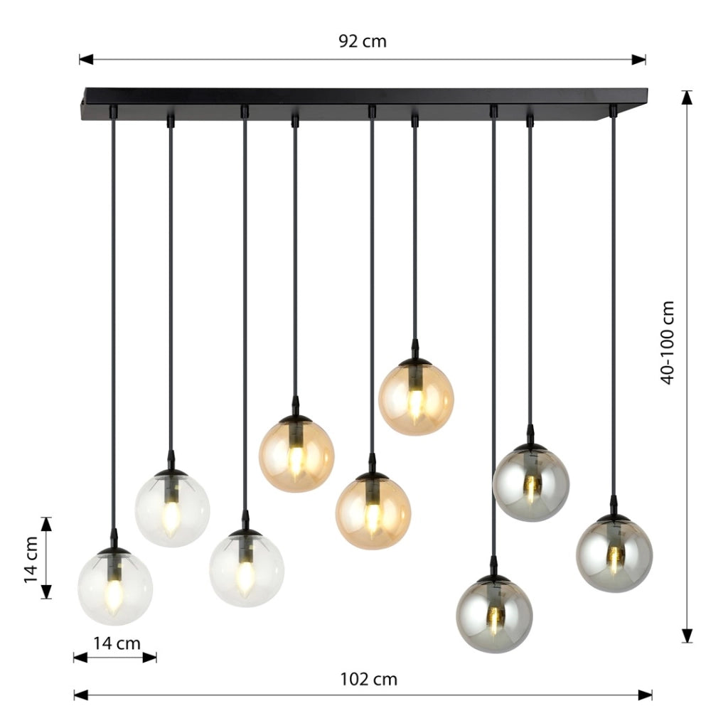 Lampadario Emibig Cosmo 9 luci E14 nero multicolor
