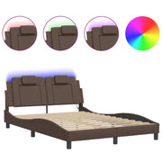 Letto matrimoniale | Letto per adulti | Giroletto Viana con LED senza Materasso Marrone 120x200 cm