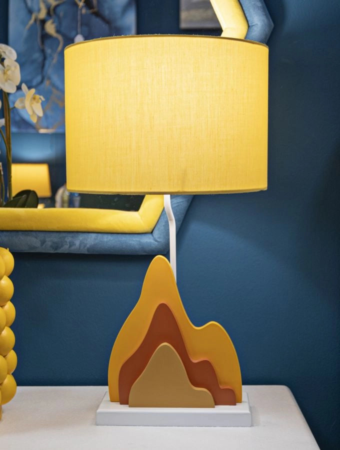 Lampada da tavolo in legno arancione cm 30x57