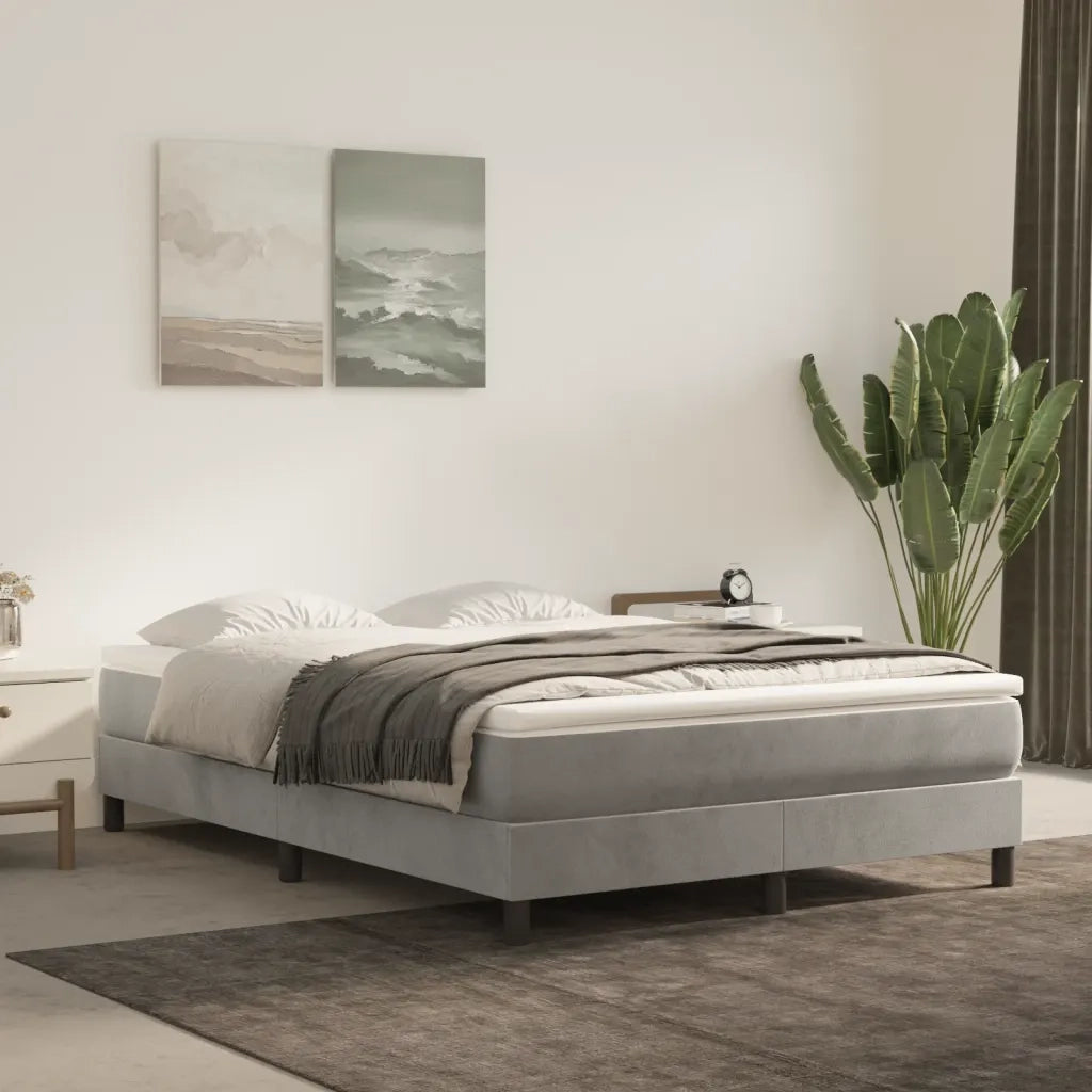 Struttura Letto a Rete a Molle Grigio Chiaro 140x200 cm Velluto 3120772