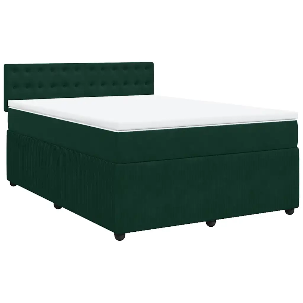 Giroletto a Molle con Materasso Verde Scuro 160x200 cm Velluto