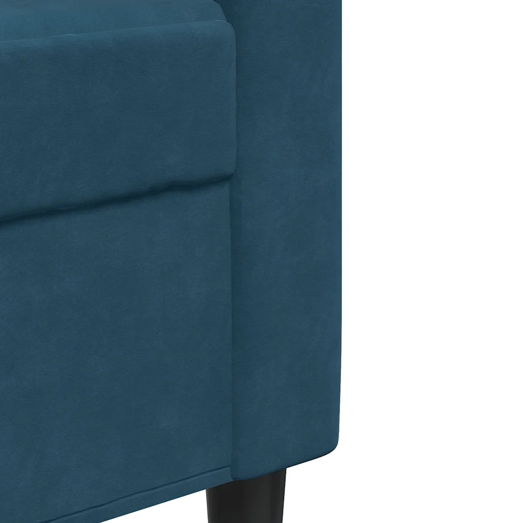 Set di Divani 3 pz con Cuscini e Rinforzi Blu in Velluto 3278460
