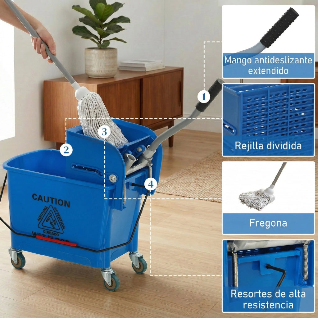 Secchio con scolapanni e pannello separatore ¨C Minimal ¨C 45x26,5x70 cm Blu
