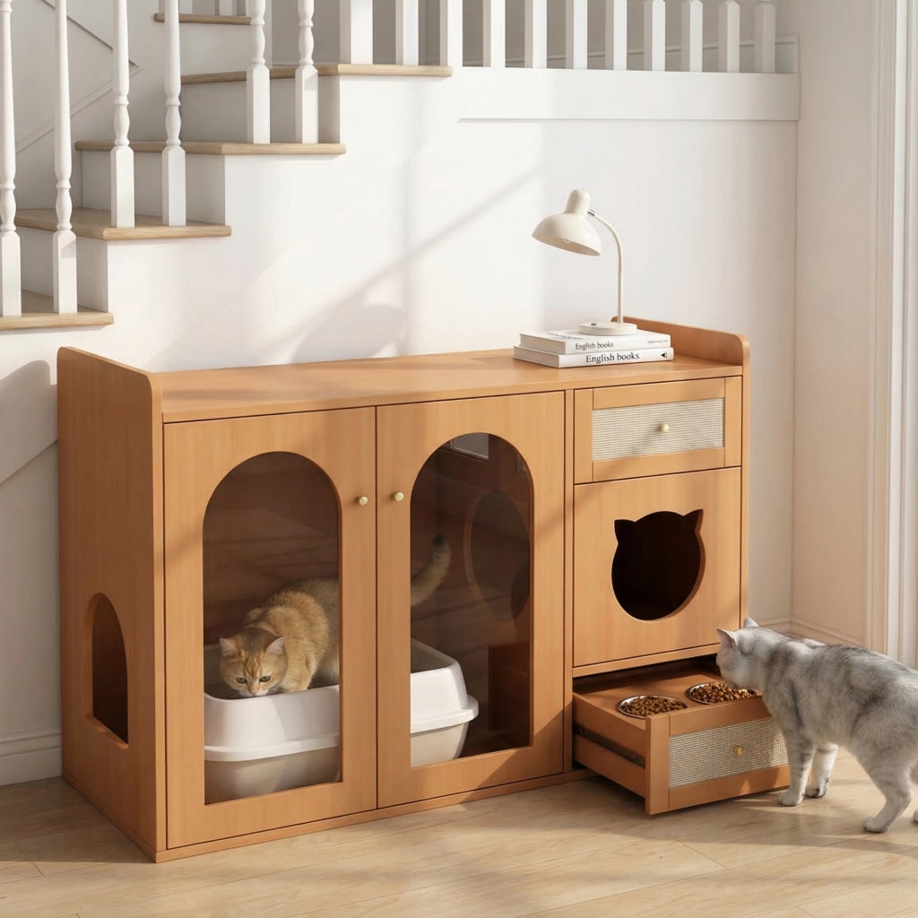 ARMADIO LETTIERA GATTI 120x45x83 cm Noce MDF e Vetro