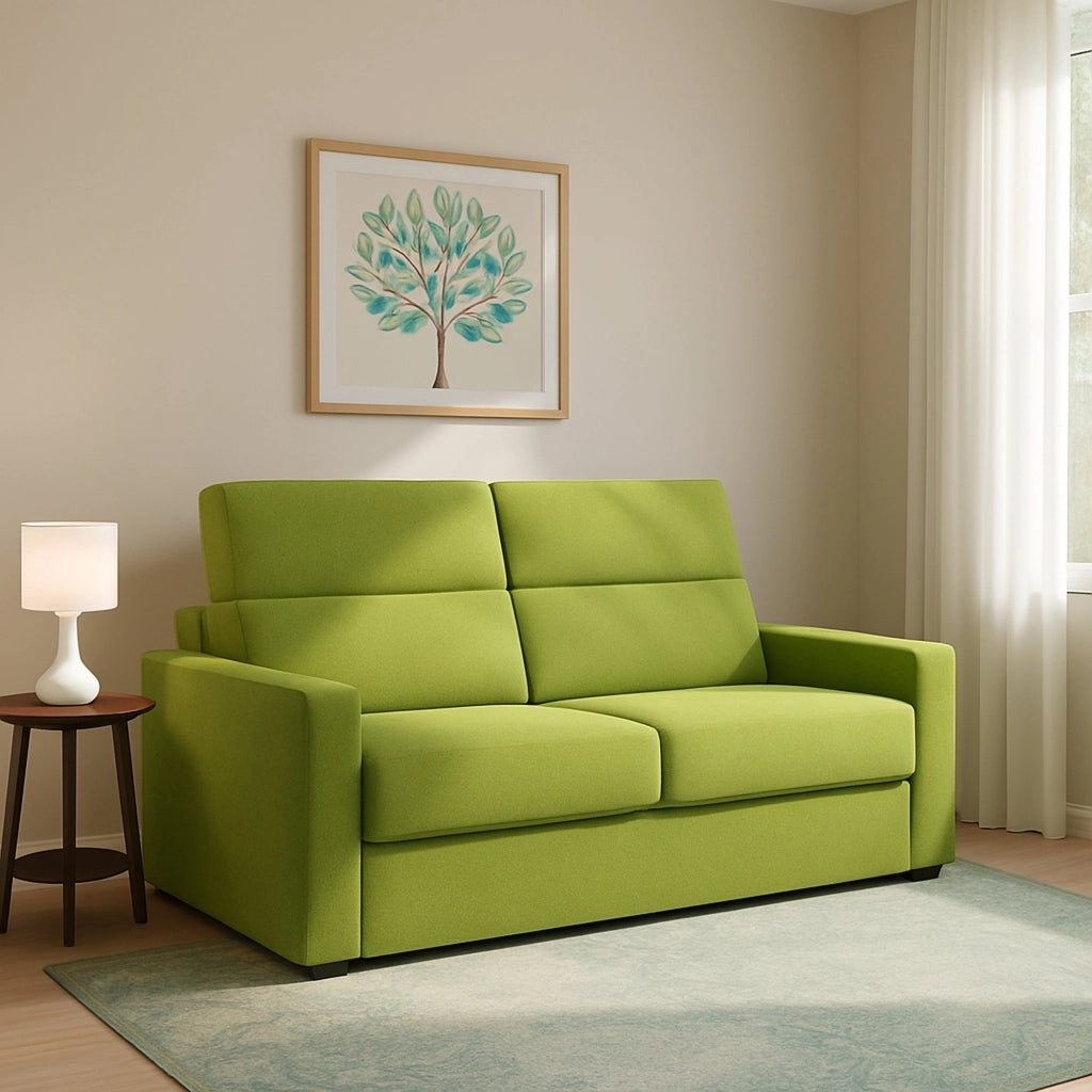 None, Divano Letto 2 Posti Sfoderabile Made in Italy, 180x95 cm Verde