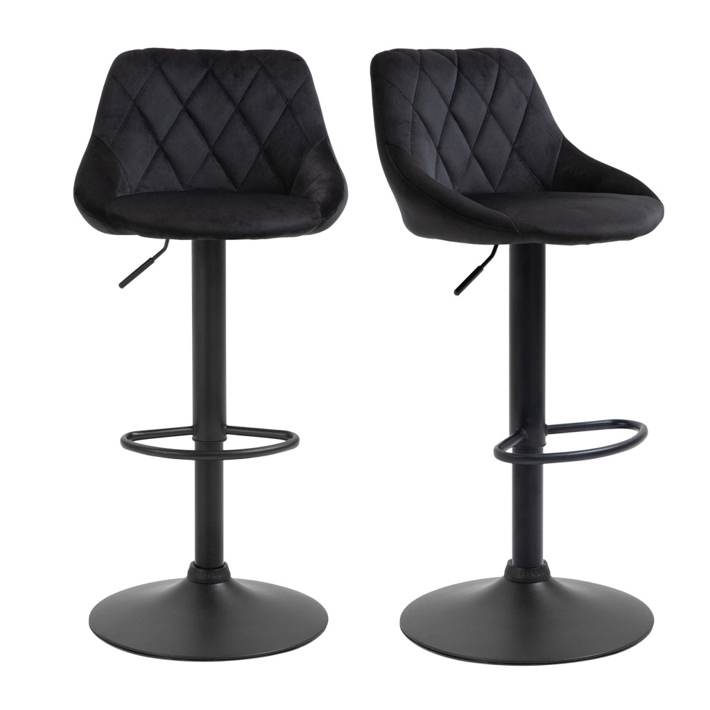 Set di 2 sgabelli da bar ¨C Minimal ¨C regolabili, girevoli, rivestimento in velluto, struttura in metallo nero
