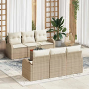 Set Divano da Giardino 7 pcs Beige e Crema polyrattan