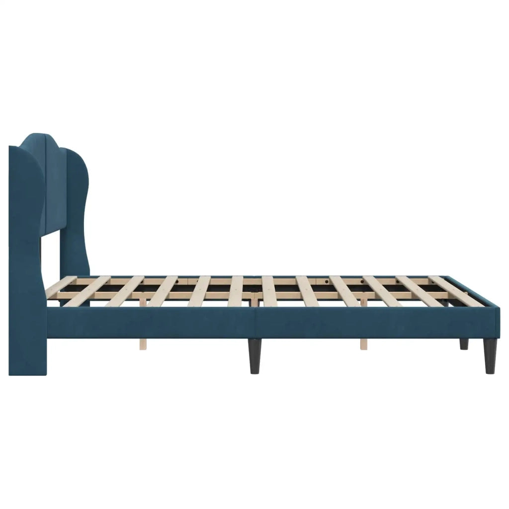 Letto matrimoniale | Letto per adulti | Struttura del letto con testiera Blu 120 x 190 cm Velluto