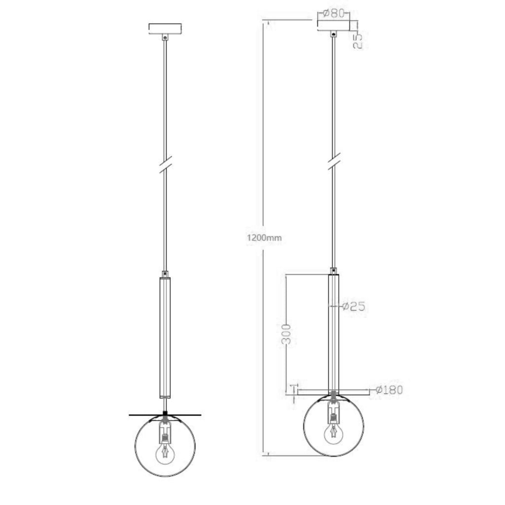 Lampada a sospensione Roma 1xE14 oro vetro Ø18cm Light