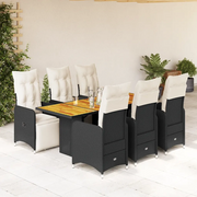 Set da Bistrò da Giardino 7 pz con Cuscini Nero in Polyrattan 3277133