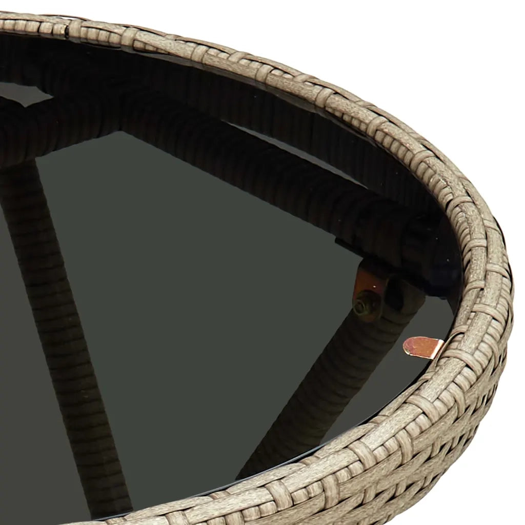 Tavolino Beige 60 cm in Polyrattan e Vetro Temperato 310559
