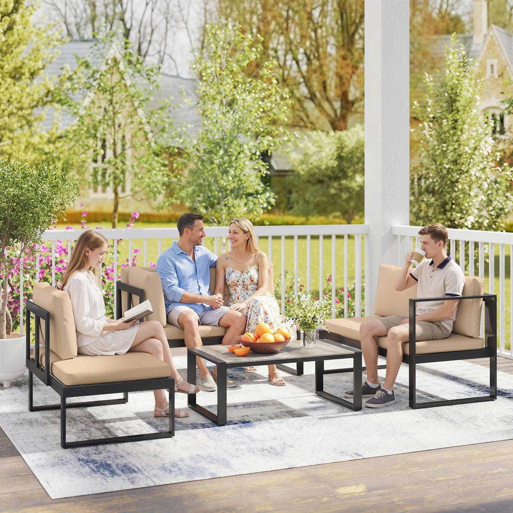 Set giardino polirattan con divano 2 posti e tavolino ¨C Minimal ¨C khaki