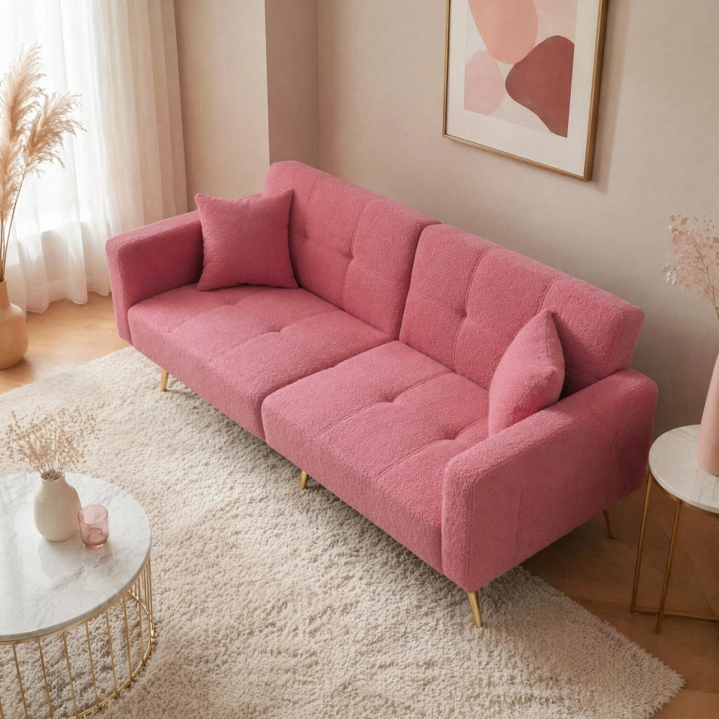 DIVANO LETTO regolabile 175x64x72 cm Rosa con tasche laterali