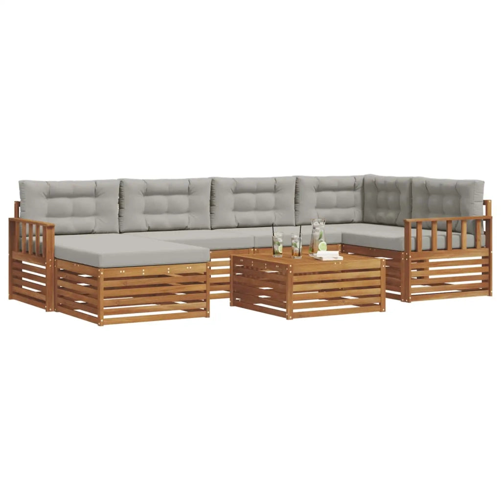 Set di divani da esterno 7 pcs Grigio Naturale e Chiaro 3373771