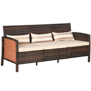 DIVANO 3 POSTI DA ESTERNO IN RATTAN PE CON CUSCINI IMBOTTITI E SFODERABILI, 173X68X78 CM, MARRONE