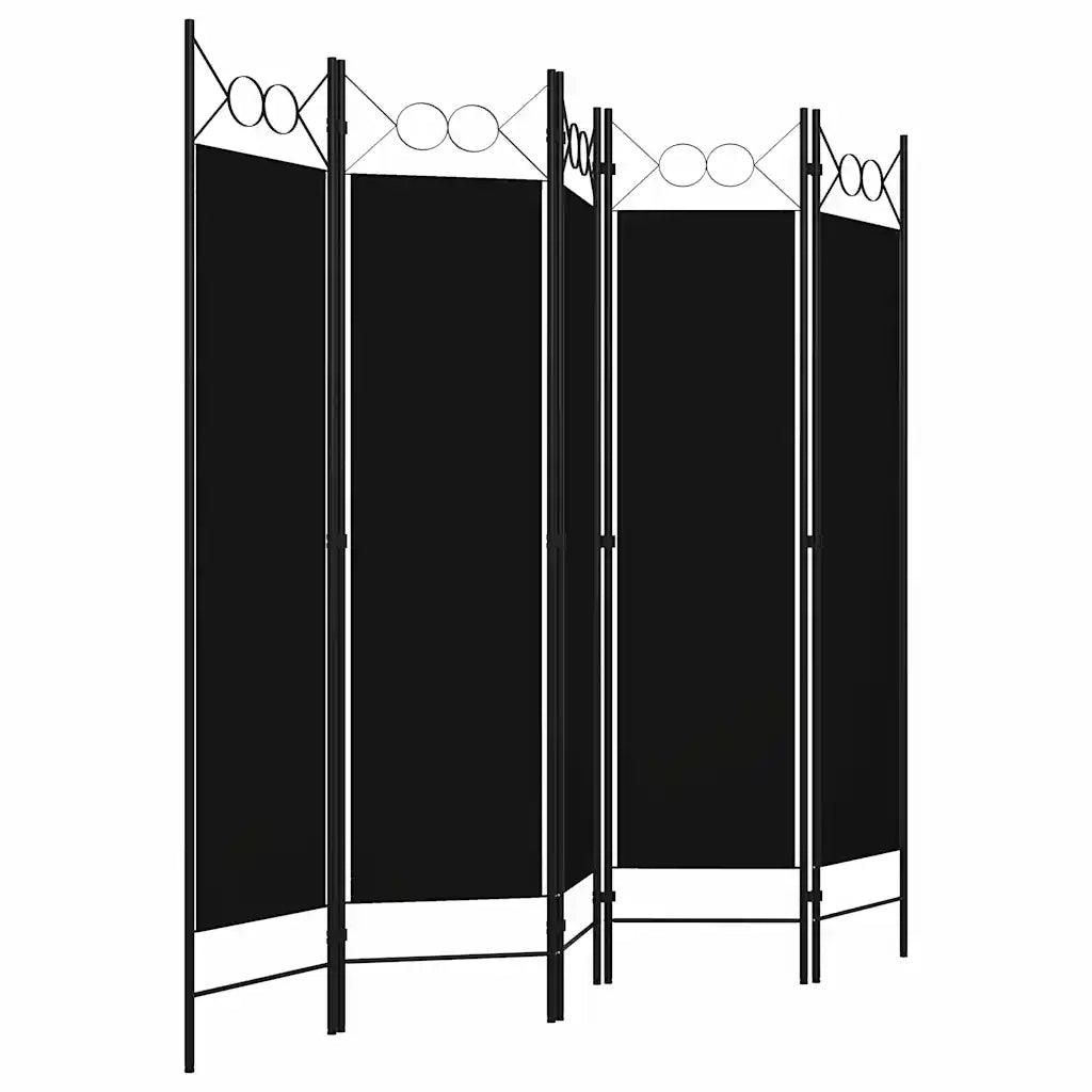 Divisorio Ambienti | Divider per stanze | Paravento a 5 Pannelli Nero 200x180 cm