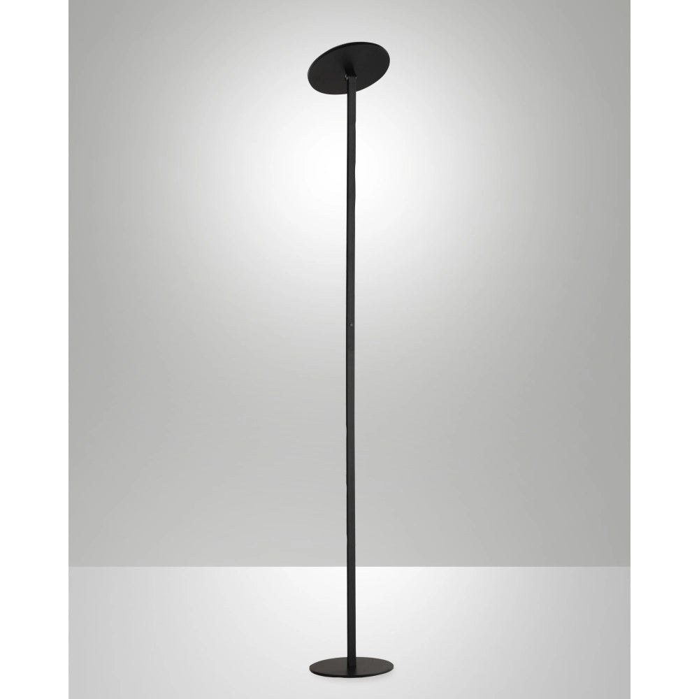 Regina - Piantana a Led rotonda Nera orientabile in metallo H.180 cm Fabas Luce - Luce a led 35W integrata CCT (3000K-6000K)