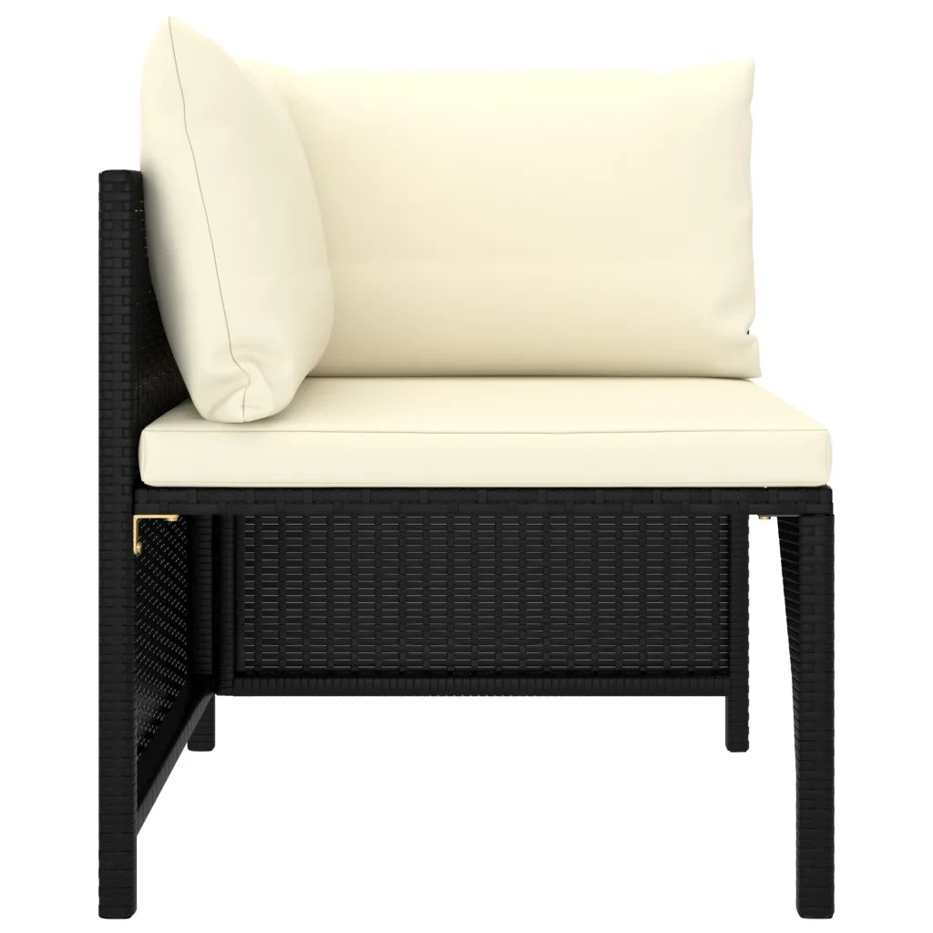 Set Divani da Giardino 5 pz con Cuscini in Polyrattan Nero 3059779