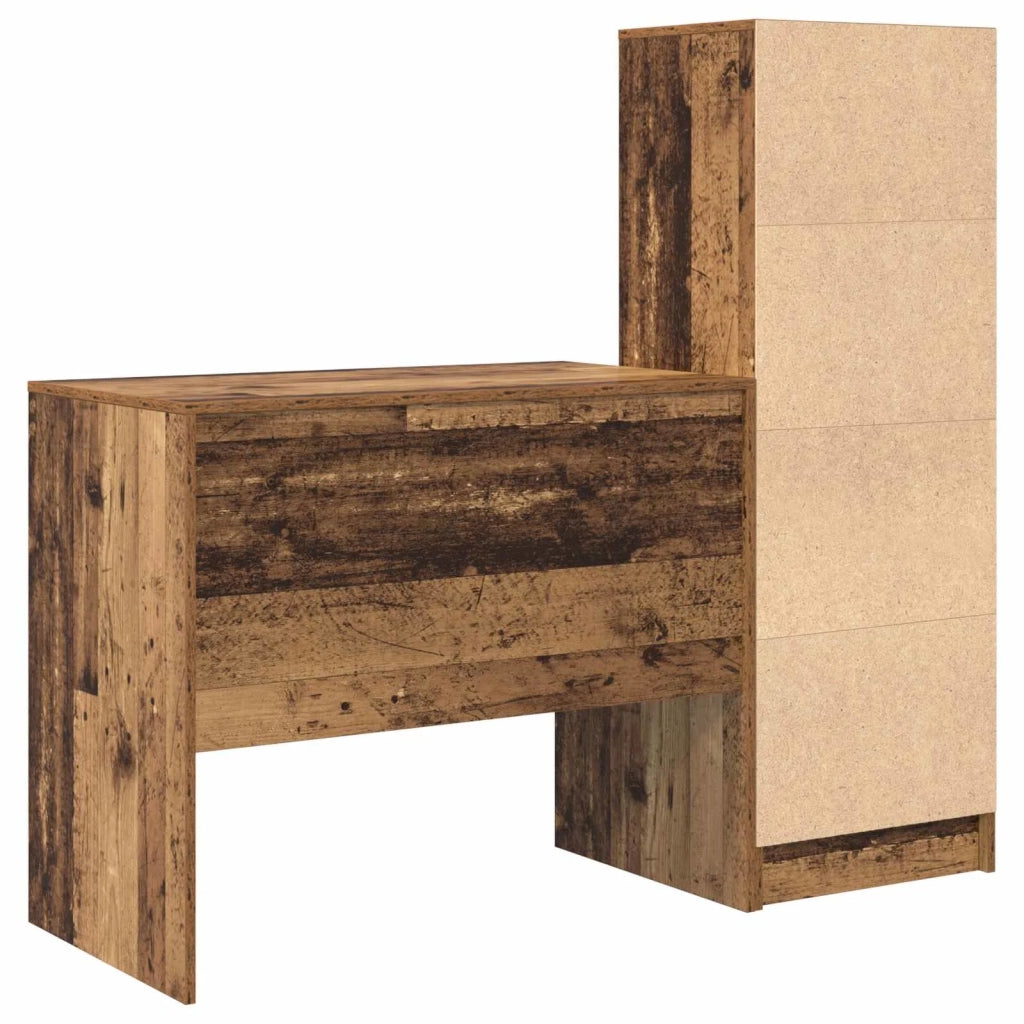 Scrivania con cassetto con lo scaffale 2 pcs Legno vecchio 3337367
