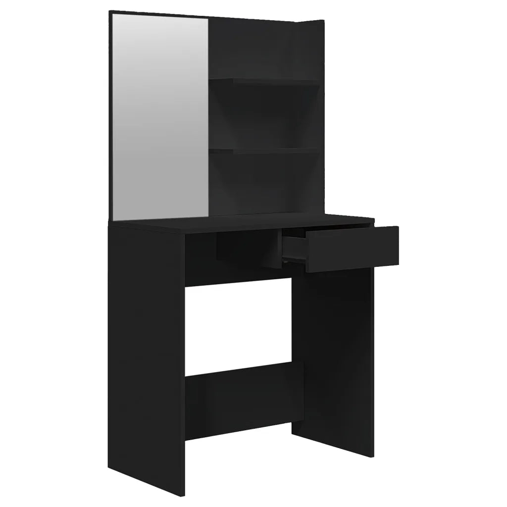 Toeletta | Tavolo da Trucco con Specchio Nero 74,5x40x141 cm