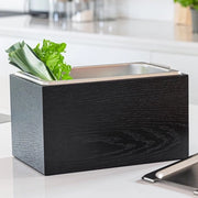 Contenitore di Rifiuti Organici in Legno - 4,5L - Resistentente al Lavastoviglie - Realizzato con Vernice di Legno Finissima - Contenitore di Compost per Rifiuti di Cucina - Legno di Quercia - Nero