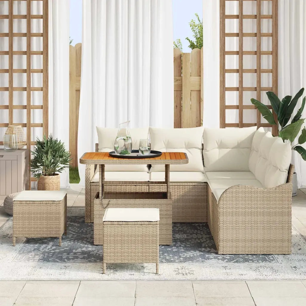 Set Divano da Giardino con cuscino 8 pcs Beige e Crema 3364216