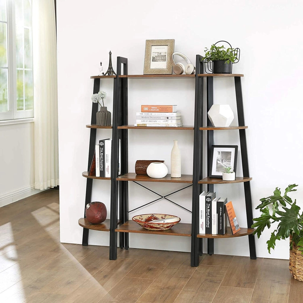 Libreria a scala industriale LLS44X in legno rustico e metallo