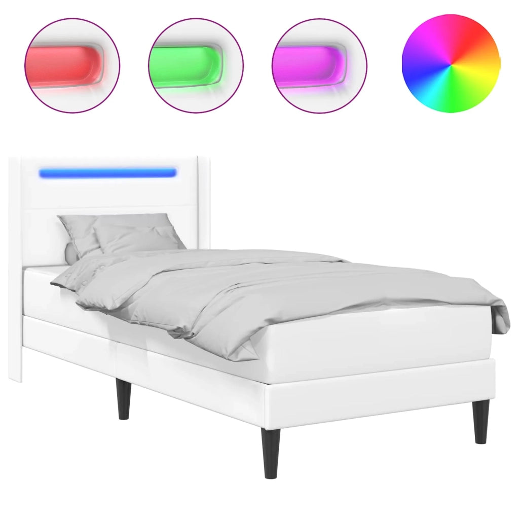 Struttura letto con materasso-Giroletto Bianco 90 x 190 cm Similpelle