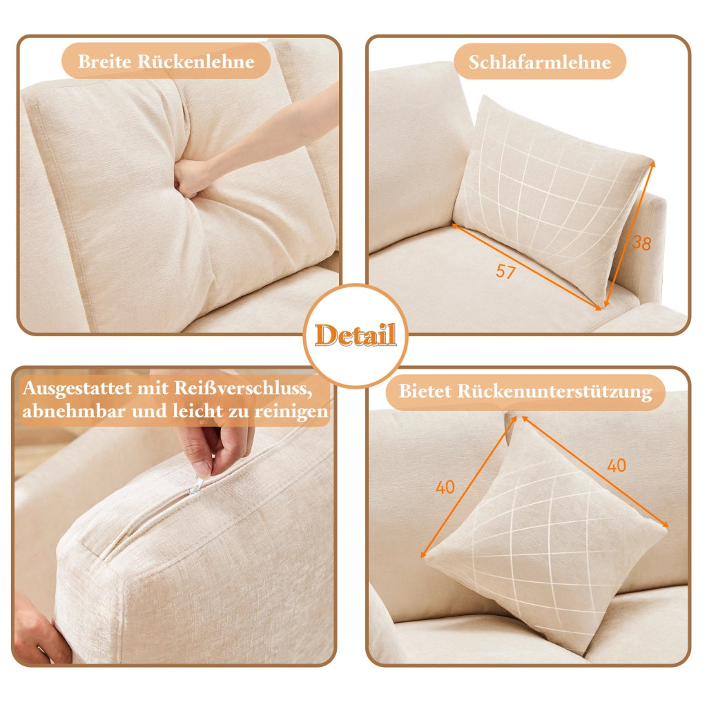 DIVANO Angolare modulare 216x161x81 cm Chenille Beige con pouf mobile