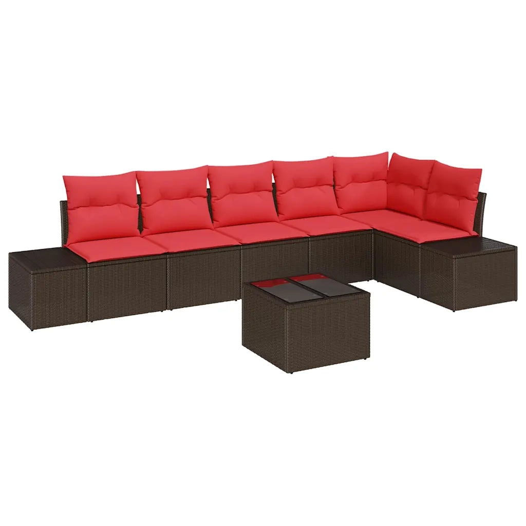 Set Divano da Giardino Marrone e Rosso polyrattan 3355763
