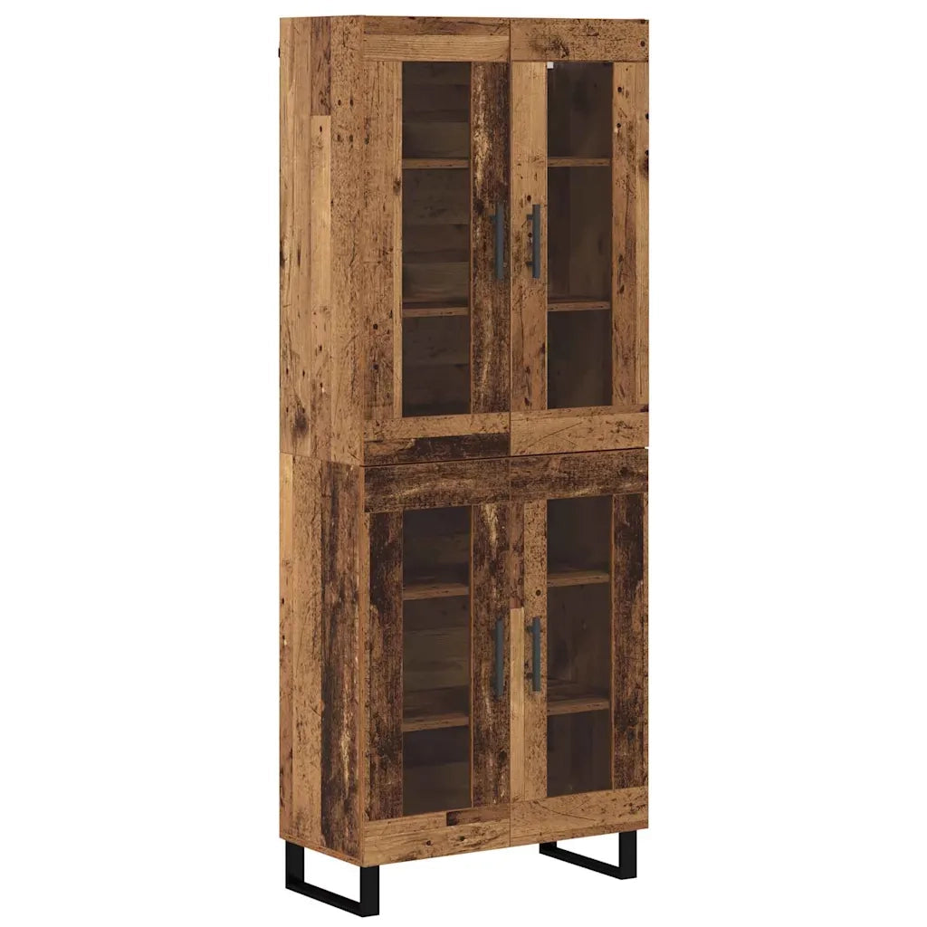 Credenza 2 pcs Legno vecchio Legno Stratificato e Vetro 3403195