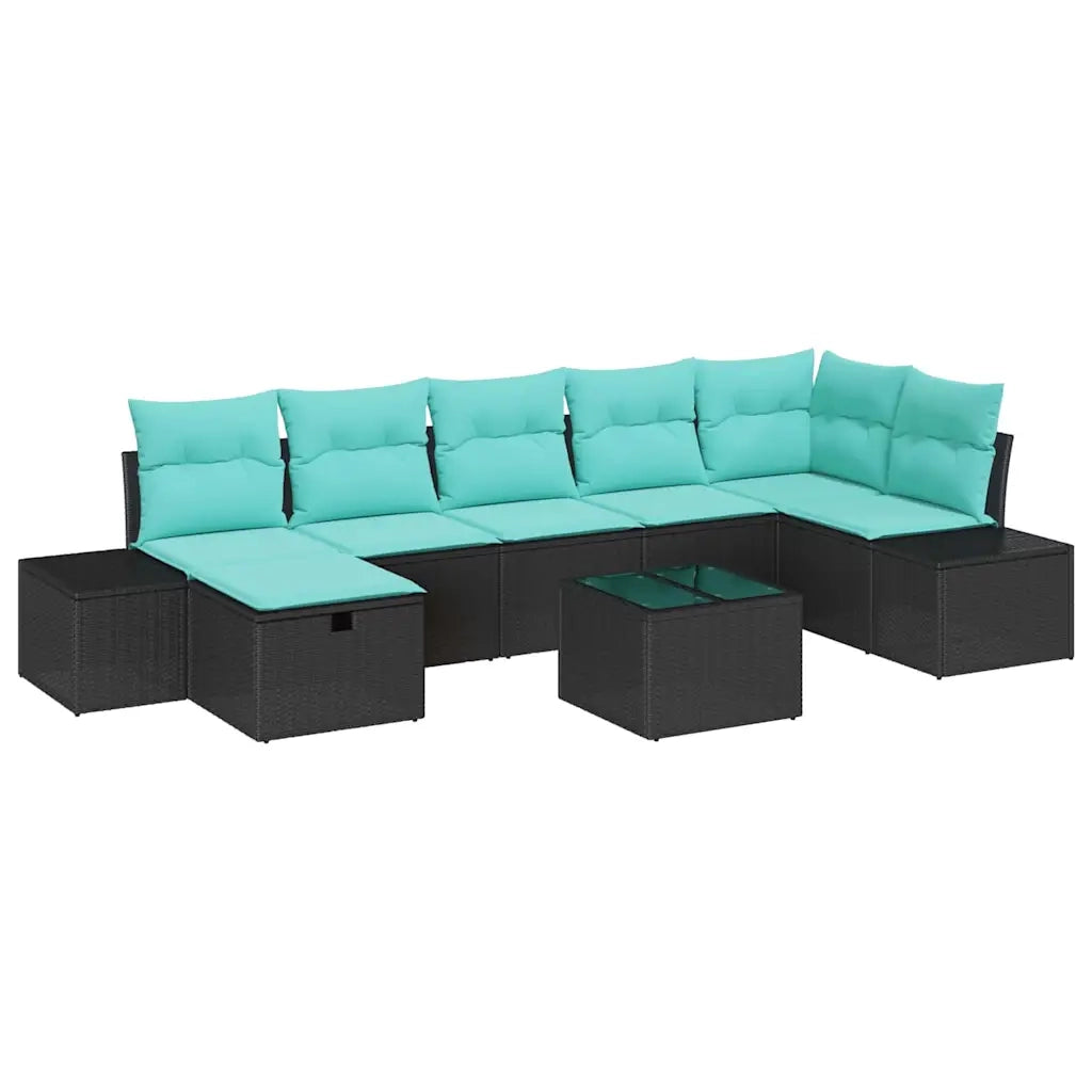 Set Divano da Giardino 8 pz Nero polyrattan 3359415