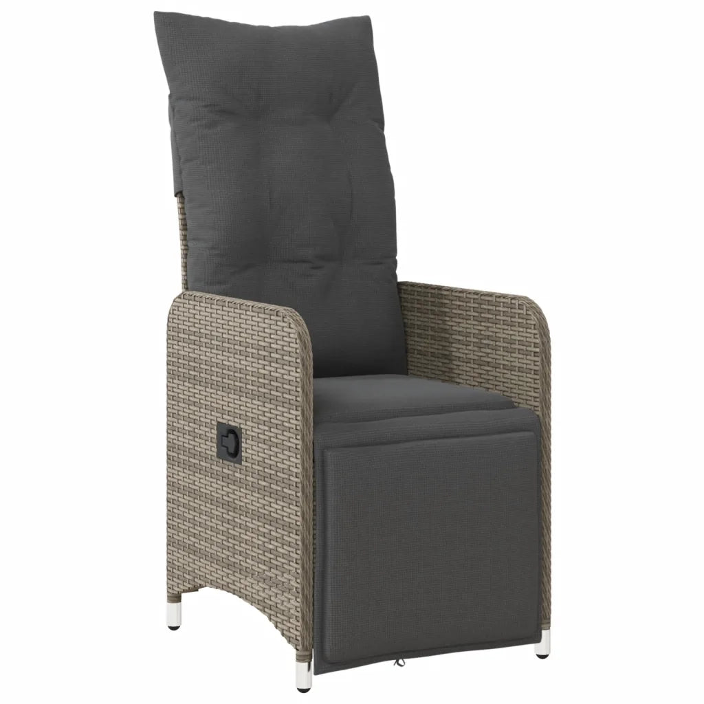 Sedia Reclinabile da Giardino con Cuscini Grigia in Polyrattan 365697