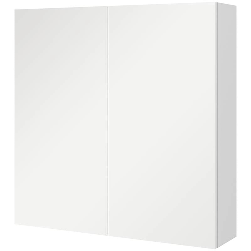 ARMADIETTO A SPECCHIO A 3 RIPIANI INTERNI REGOLABILI, IN LEGNO E VETRO, 60X15X60 CM, BIANCO