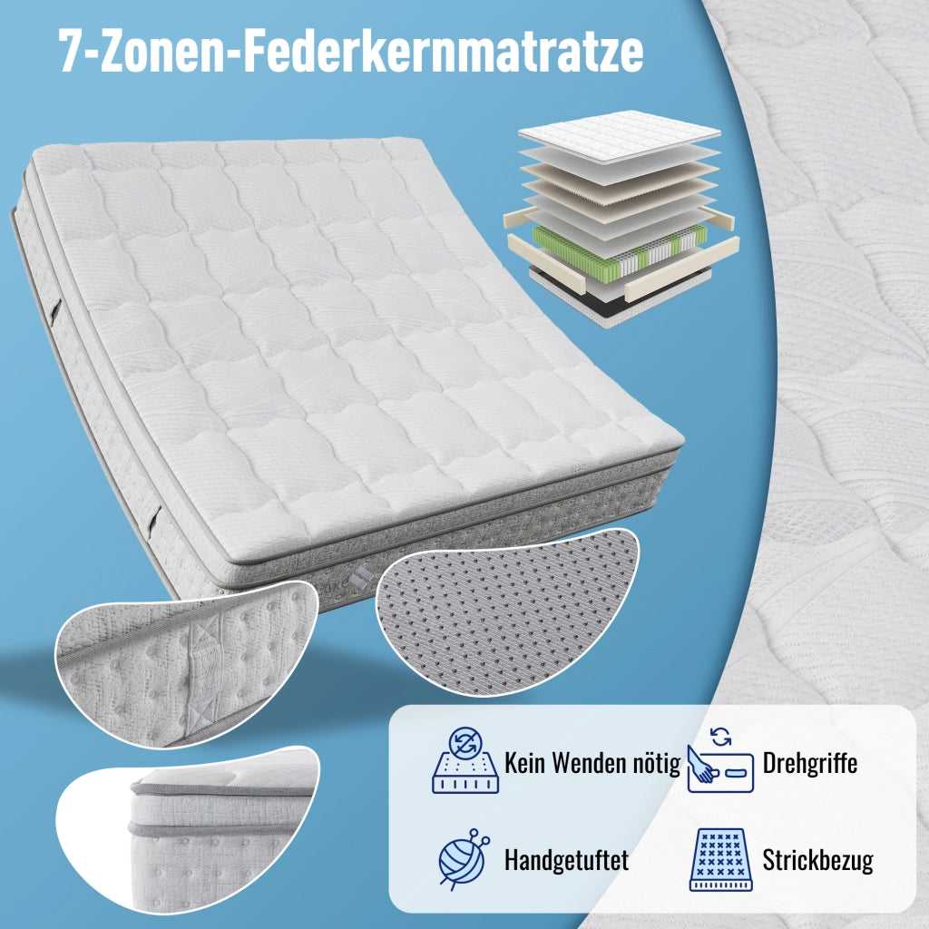 Materasso ibrido a molle insacchettate bianco 140x190 cm