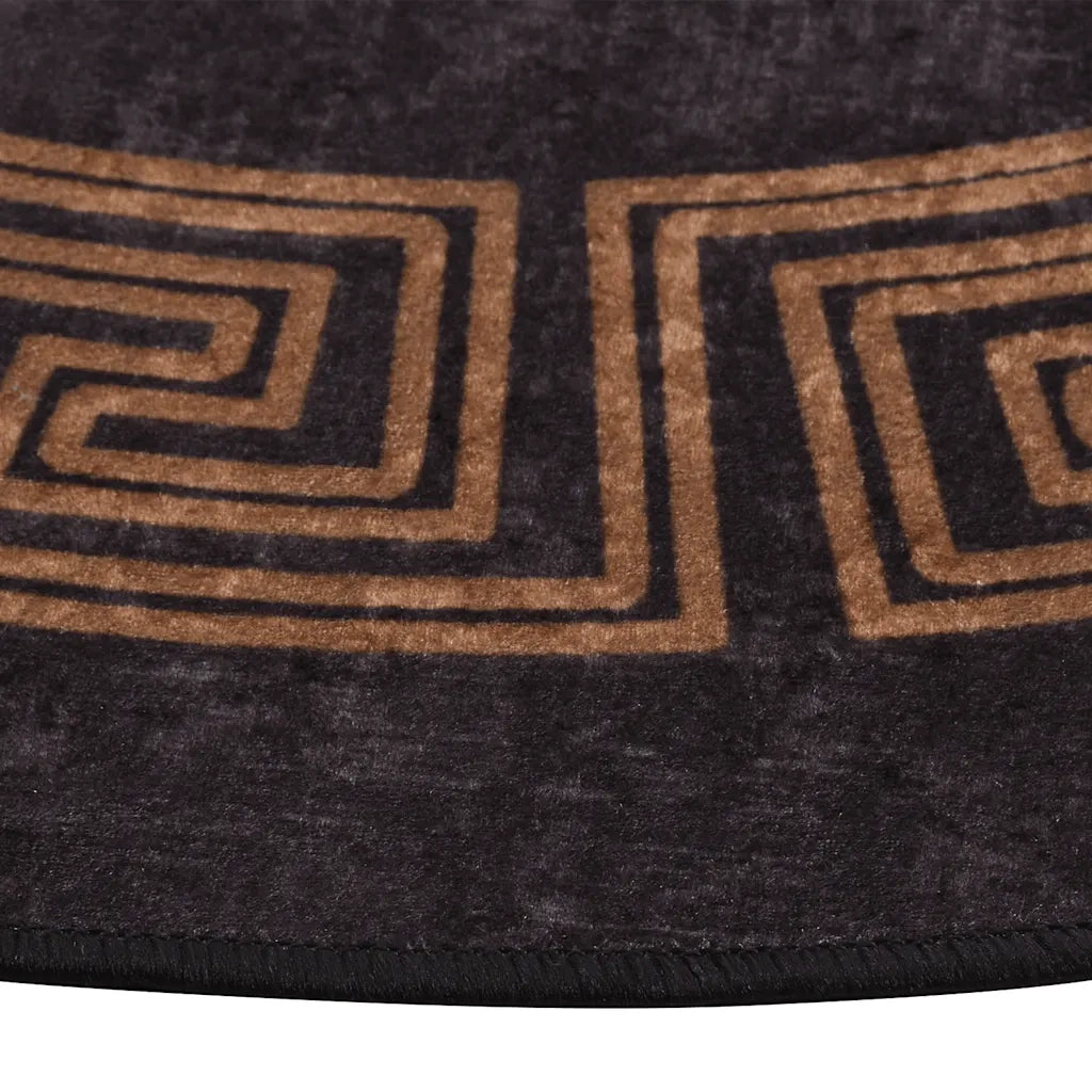 Tappeto Lavabile φ120 cm Nero e Oro 337933