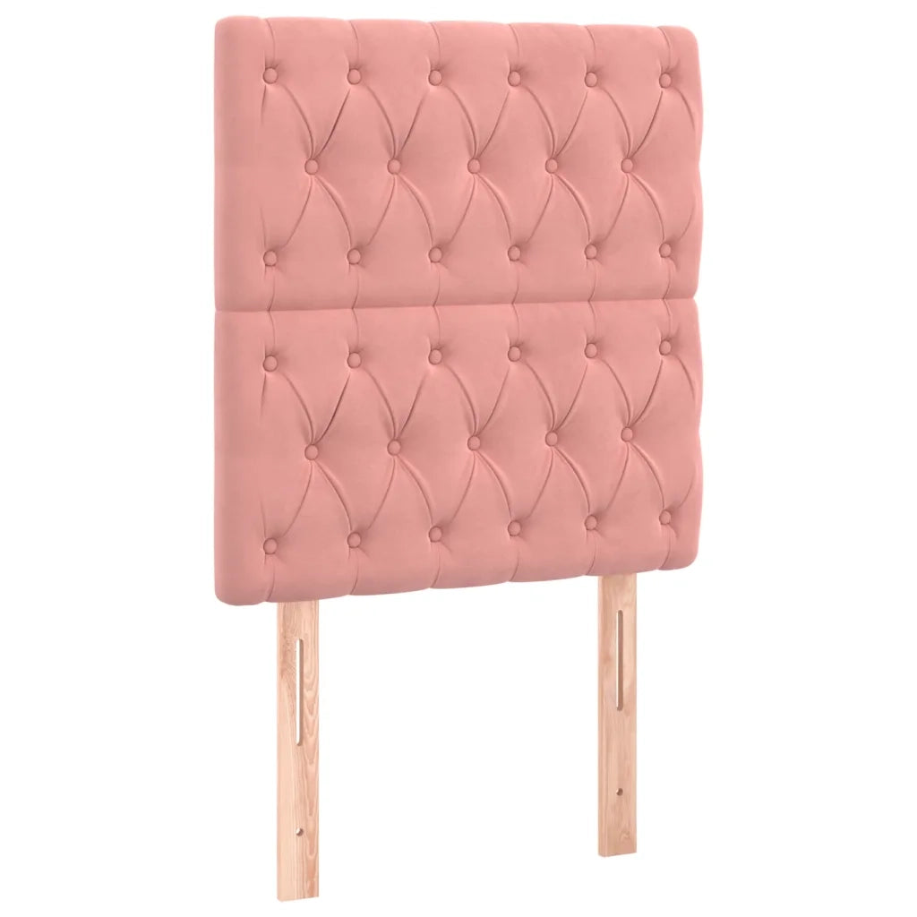 Letto a Molle con Materasso e LED Rosa 90x190 cm in Velluto 3136280