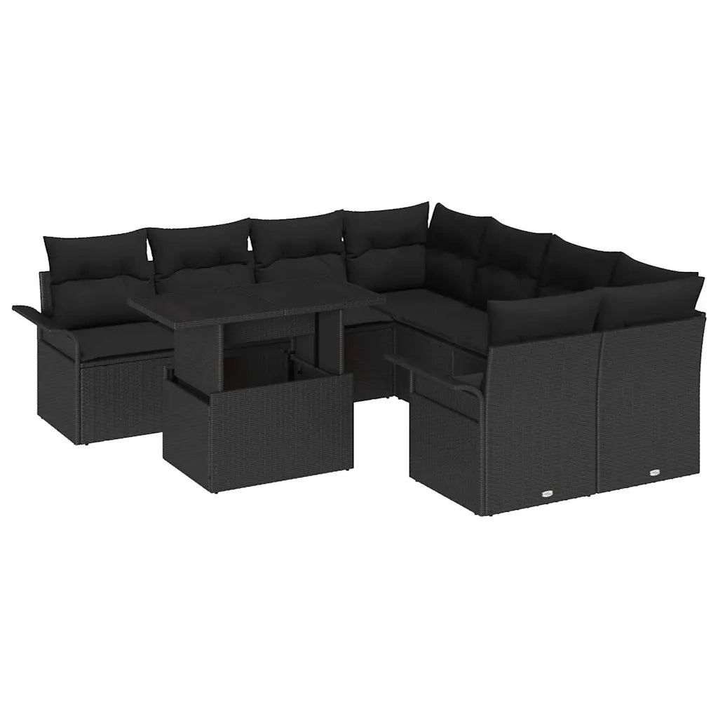 Set Divano da Giardino 9 pcs Nero Rattan in Polipropilene 3356996