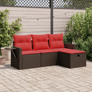 Set Divano da Giardino 4 pz con Cuscini Marrone in Polyrattan 3325460