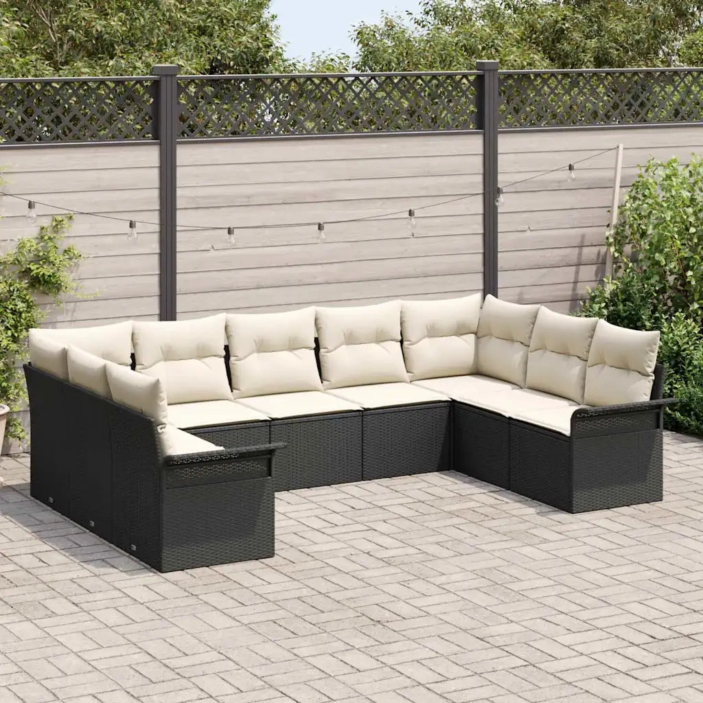 Set Divano da Giardino con cuscino Nero polyrattan 3345517