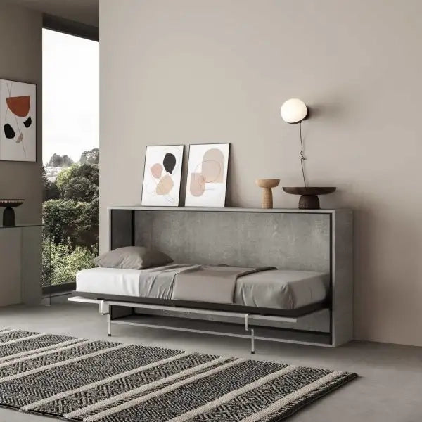 Letto singolo a scomparsa Kando cemento