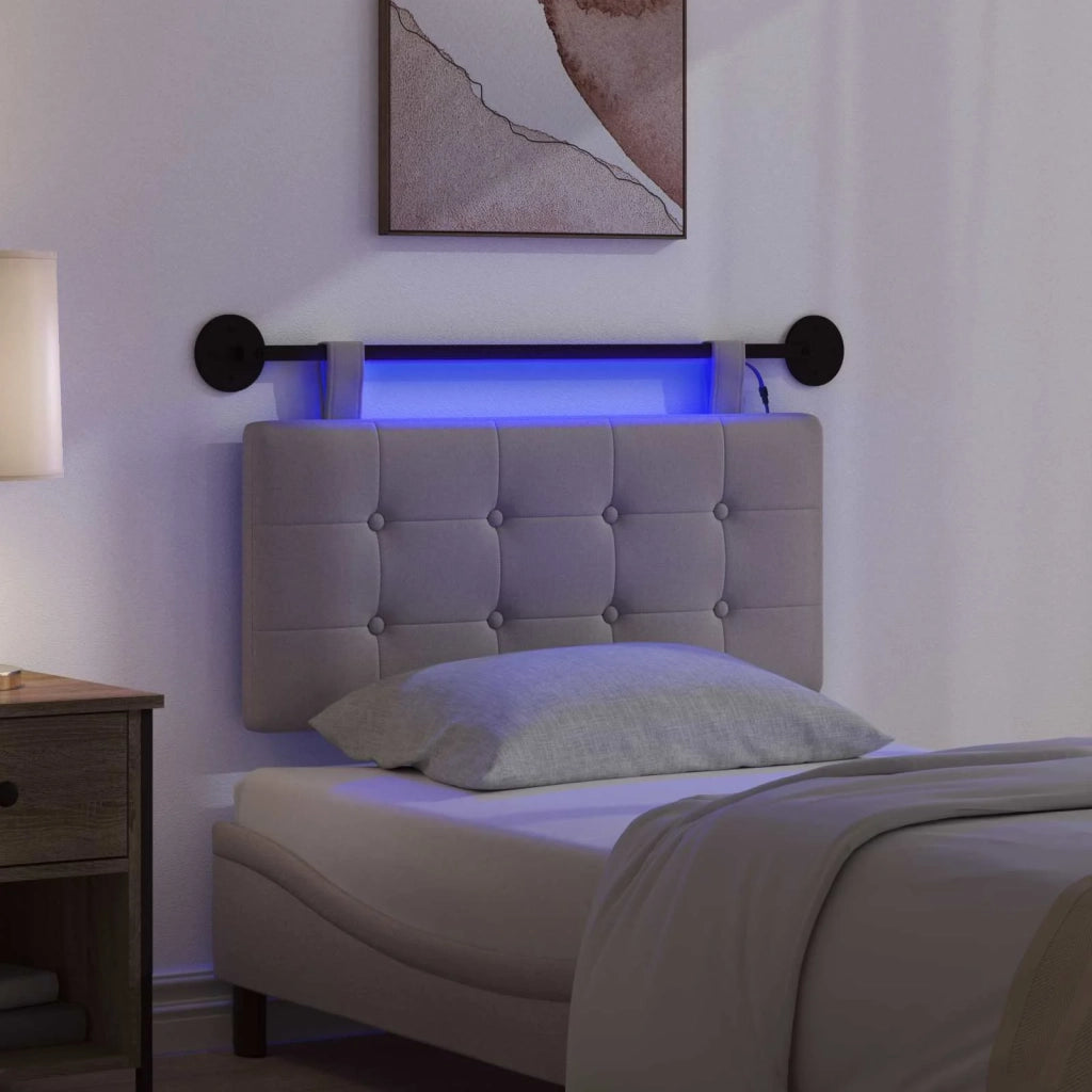 Testiera sospesa Con luce LED Tortora Tessuto 3424351