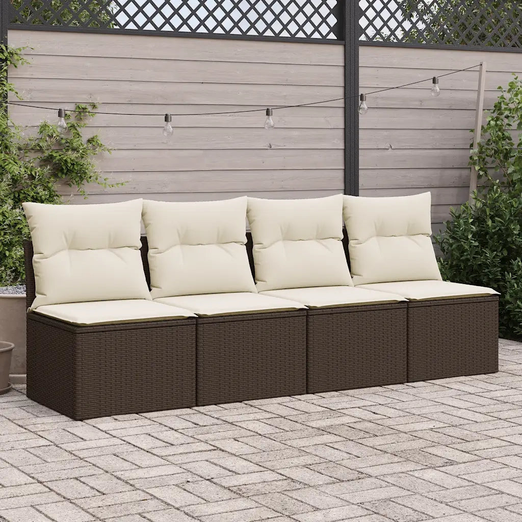 Set Divano Giardino 4 pz con Cuscini Marrone Polyrattan Acacia 3325249
