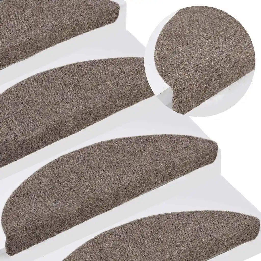 Tappetini per scale autoadesivi 5 pz | Gradini per Scale 56x17x3 cm beige semicircolari
