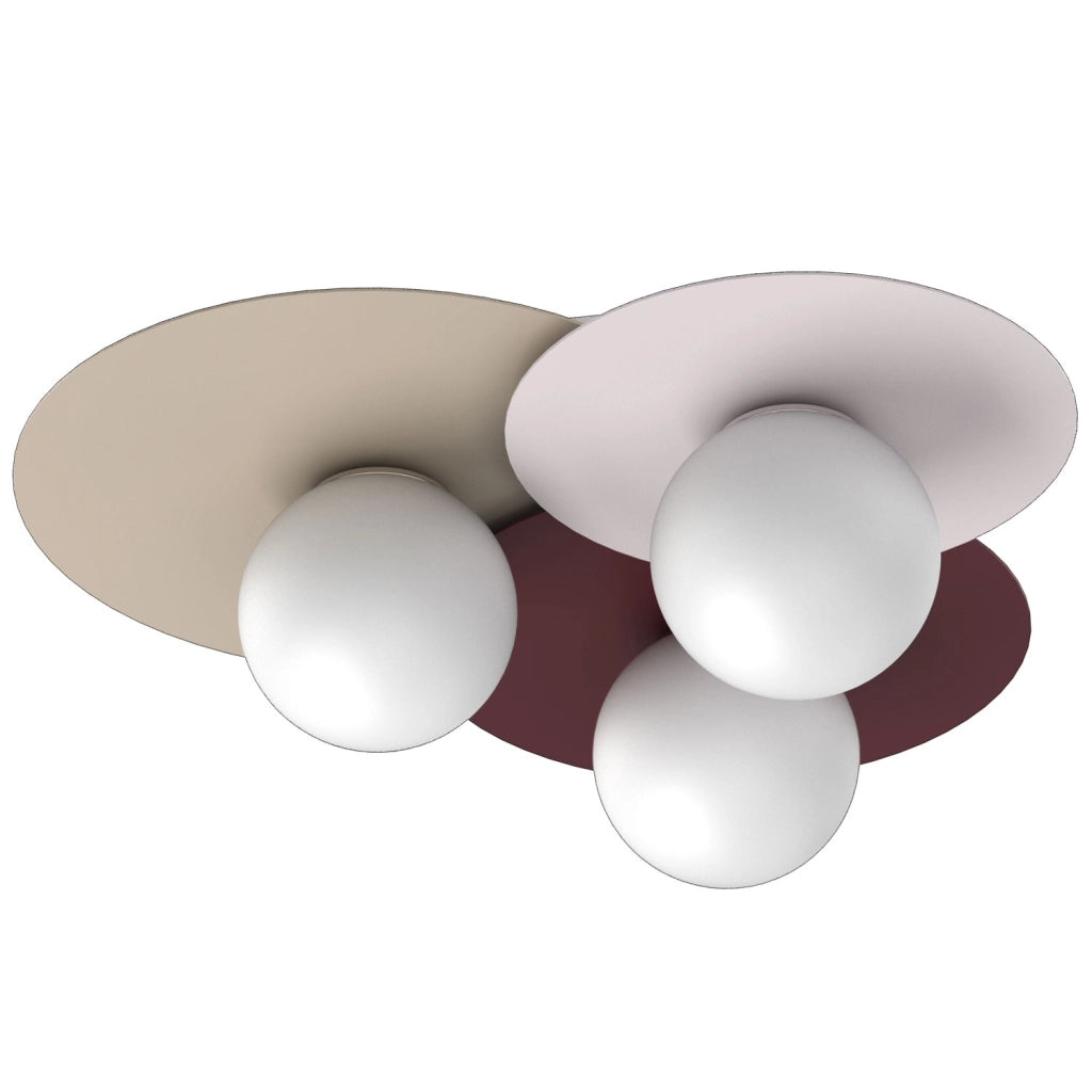Lampada da soffitto Flat Luminex 3 luci E27 beige/bordeaux