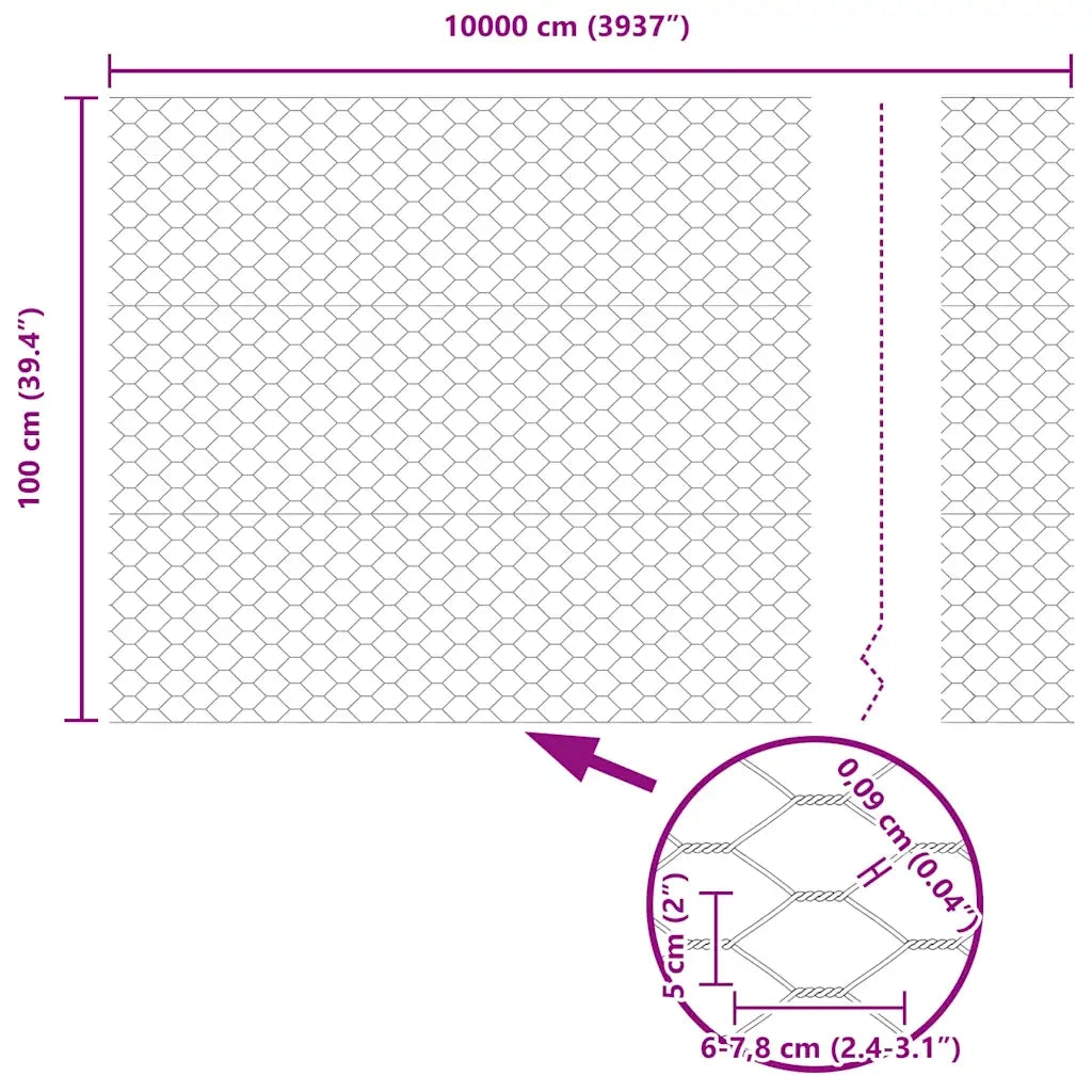 Recinzione Esagonale Grigio 1 x 100 m PVC 42005608