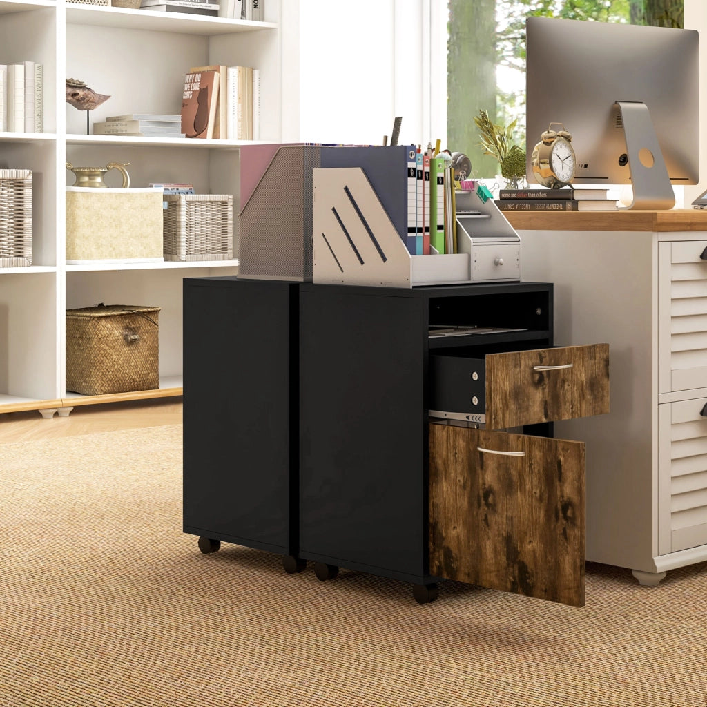 Cassettiera Portadocumenti con Ruote ¨C Xylo ¨C Marrone e Nero 40x35x60cm