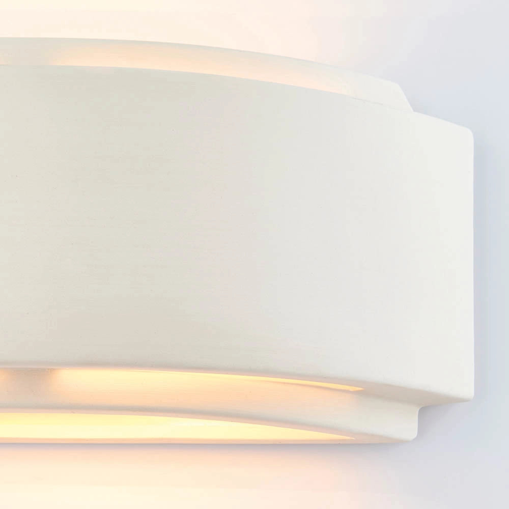 Applique moderna ad arco ceramica bianca E14 Endon Gianna