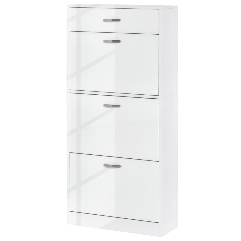 Scarpiera con 3 ante e cassetto scorrevole ¨C zephmum ¨C Bianco 62x24x135 cm